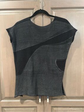 Project Runway Designer Michael Drummond, Sleeveless Sweater, Black/Gray